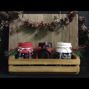 Christmas set of Mason Jars